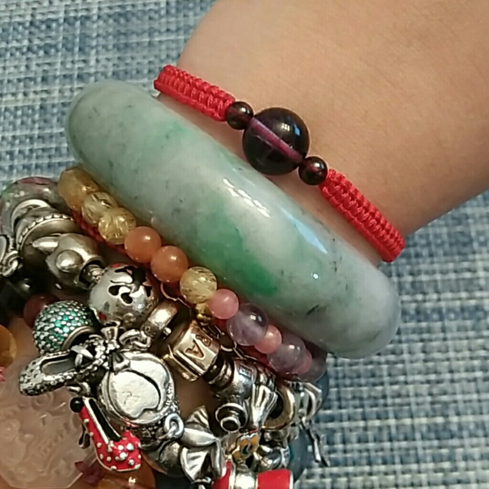 Natural Himalayan Amethyst Red String Bracelet - Picture 3 of 8